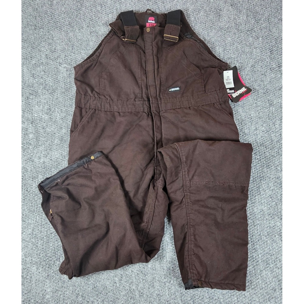 Berne Ladies Insulated Bib Overalls 2XL‎ Short Brown Duck WB515DBN NWT